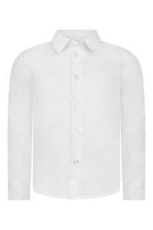 قميص قطن أبيض للأولاد من Emporio Armani