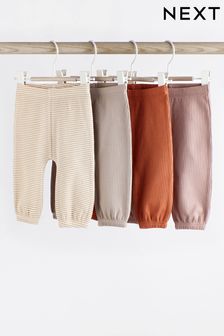 Rust Brown Ribbed Relaxed Baby Leggings 4 Pack (0mths-2yrs)
