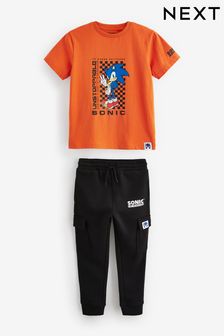 Orange/Black Licensed Sonic T-Shirt And Jogger Set (3-16yrs)