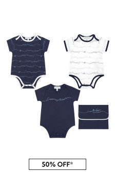 Emporio Armani Baby Boys Navy Cotton Romper Gift Set