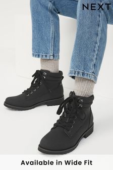 Black Forever Comfort® Casual Lace-Up Boots