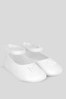 حذاء باليرينا جلد للبنات الصغار قبل سن المشي من Dolce & Gabbana