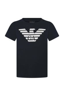 엠포리오 Armani 보이즈 코튼 로고 티셔츠
