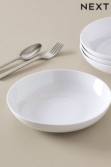 White White Nova Dinnerware Set of 4 Pasta Bowls