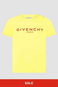 تيشرت جيرسيه قطن أصفر للأولاد البيبي من Givenchy