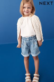 Denim Floral Embroidered Shorts (3mths-7yrs)