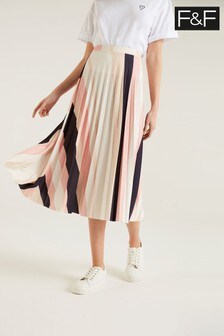 f&f striped pleated midi skirt
