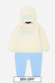 Versace Baby Boys White/Blue Romper Gift Set