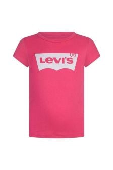 Levis Kidswear Girls Pink Cotton Batwing Logo T-Shirt