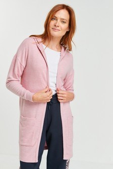 pink longline cardigan