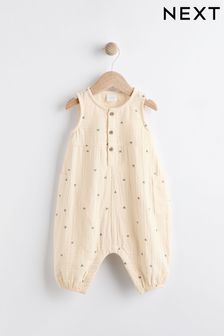 Cream Abstract Print Woven Baby Jumpsuit (0mths-2yrs)
