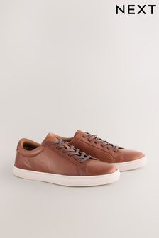 Tan Brown Leather Trainers