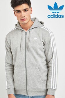 adidas originals 3 stripe hoodie grey