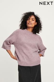 Lilac Purple Short Sleeve Crew Neck Jumper