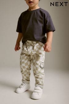 Neutral Checkerboard Side Pocket Pull-On Trousers (3mths-7yrs)