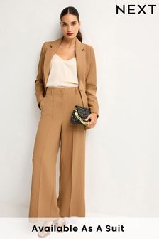 Camel Tailored Mid Rise Wide Leg Trousers
