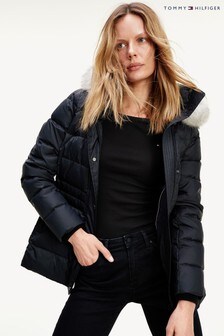 womens black tommy hilfiger coat