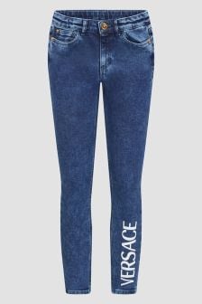 Versace Girls Blue Logo Jeans
