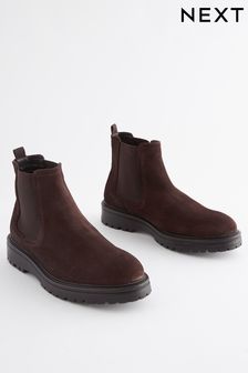 Brown Chunky Leather Chelsea Boots