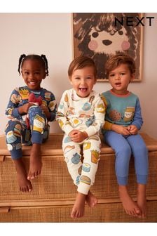 Blue/Green Food Snuggle Pyjamas 3 Pack (9mths-8yrs)