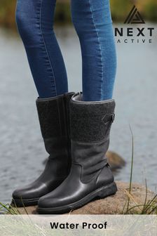 Grey Next Active Sports Performance Waterproof Signature Leather Midi Felt Boots