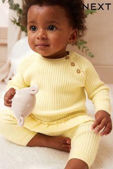 Buttermilk Yellow Knitted Baby 2 Piece Set (0mths-2yrs)