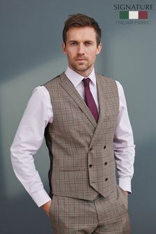 Grey Check Signature T G Di Fabio Fabric Suit: Waistcoat