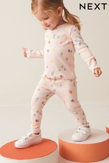 Cream Rainbow Polka Dot Rib Jersey Leggings (3mths-7yrs)