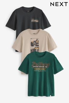 Motorsport Print T-Shirts 3 Pack