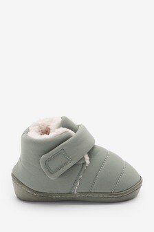 Sage Green Warm Lined Slipper Boots
