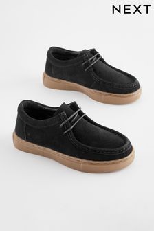 Black Contrast Sole Lace Up Shoes