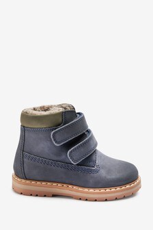 Navy Blue Warm Lined Touch Fastening Work Boots