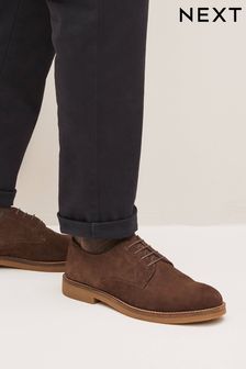 Brown Suede Chunky Derby Shoes