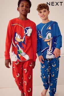 Blue/Red Sonic and Knuckles Long Leg 100% Cotton Pyjamas 2 Pack (3-14yrs)