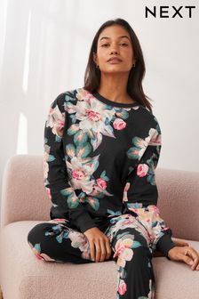 Black Floral Supersoft Cosy Pyjamas