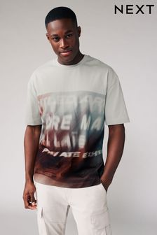 Grey Relaxed fit Heavyweight Graphic Blur T-Shirt