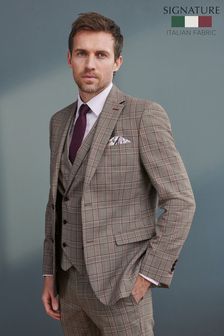 Grey Check Signature T G Di Fabio Fabric Slim Fit Suit: Jacket