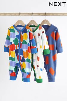 Blue Rainbow Footless Baby Sleepsuit 3 Pack (0mths-3yrs)