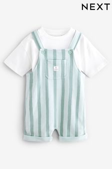 Mineral Green Stripe Dungarees Set (3mths-7yrs)