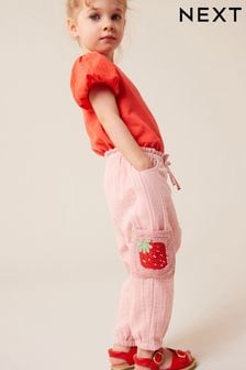 Pink Crochet Pocket Trousers (3mths-7yrs)