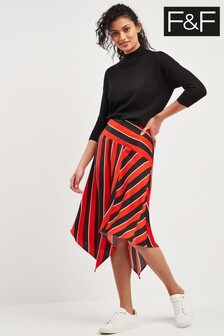 f&f striped pleated midi skirt