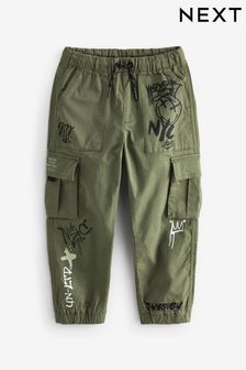 Khaki Graffiti Cargo Trousers (3-16yrs)