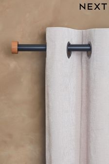 Black Black Bronx Extendable Wood Stud End Finial 28mm Curtain Pole