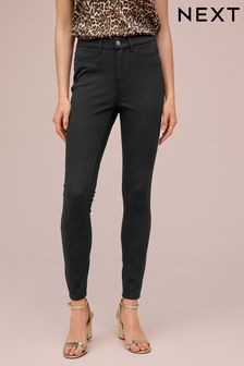 Black Fly Fasten Jersey Denim Leggings