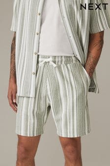 Sage Green Striped Jersey Shorts