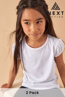 White 2 Pack Cotton Puff Sleeve T-Shirts (3-16yrs)