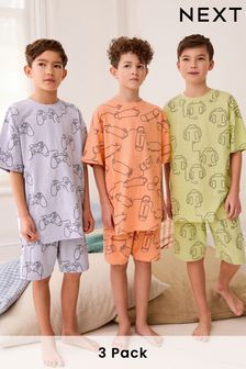 Multi Pastel Linear Character Short Pyjamas 3 Pack (3-16yrs)