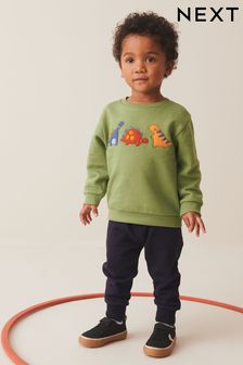 Green Embroidered Character Sweatshirt and Joggers Set (3mths-7yrs)