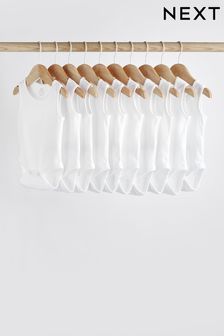 White Baby 10 Pack Vest Bodysuits (0mths-3yrs)