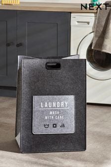 Grey Grey Slogan Laundry Bag